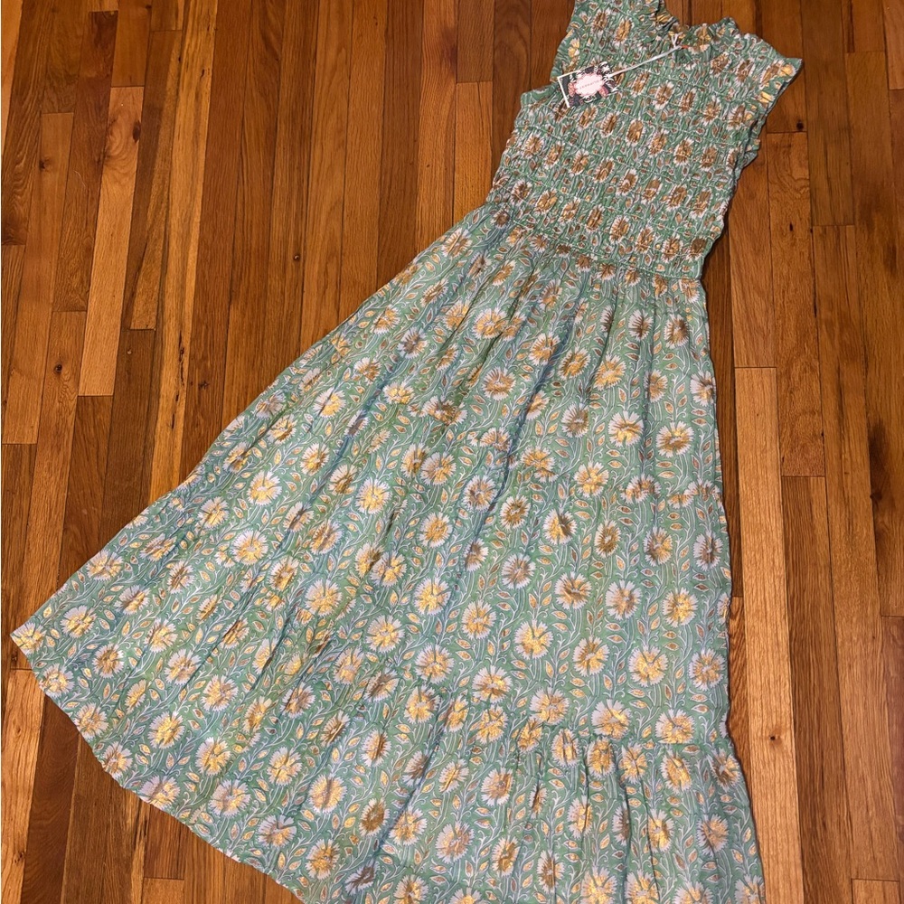 Oliphant Floral Blue and Yellow Maxi Dress